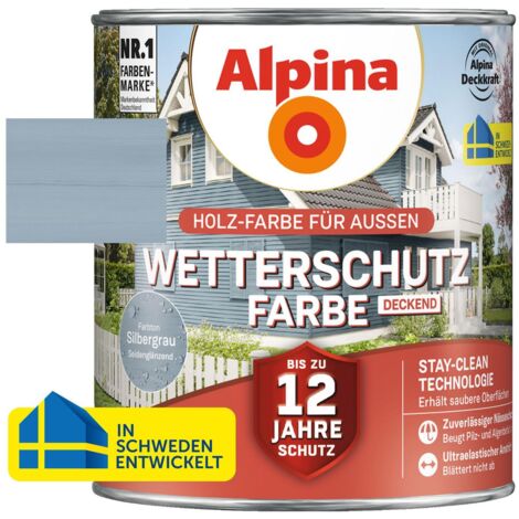 Alpina Wetterschutzfarbe 2,5 L silbergrau Wetterschutzfarbe