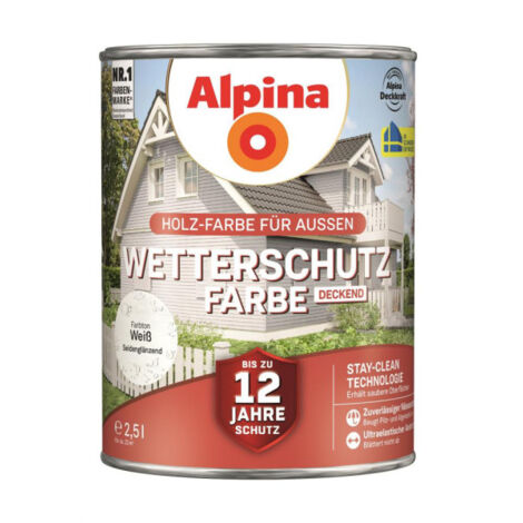 Alpina Wetterschutz-Farbe deckend weiß 2,5L - 951202