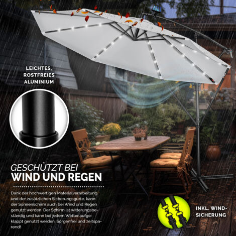 Deuline Alu Ampelschirm FLORENZ – Quadratisch 270x270 Cm, Kurbel, Neigbar & UV-Schutz 50+, Grau