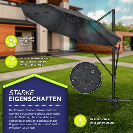 tillvex® Premium Alu Sonnenschirm 330 cm Braun + Abdeckung