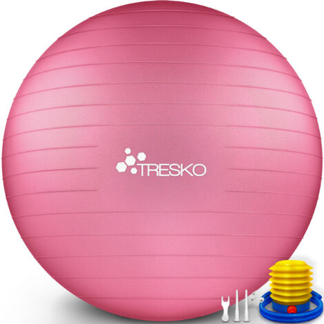 TRESKO Gymnastikball (Rosa 75cm) mit Pumpe Fitnessball Yogaball Sitzball Sportball Pilates Ball Sportball