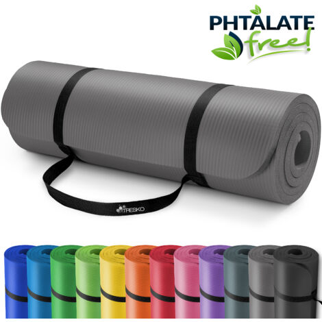 TRESKO® Yogamatte Fitnessmatte Gymnastikmatte Pilates 185x60x1,5cm Grau