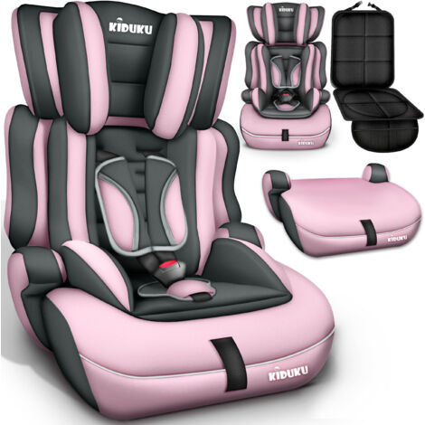 KIDUKU® Autokindersitz Kinderautositz Autositz Kindersitz 9-36kg Gruppe 1+2+3 Grau/Pink