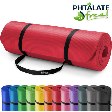 TRESKO® Yogamatte Fitnessmatte Gymnastikmatte Pilates 185x60x1,5cm Rot