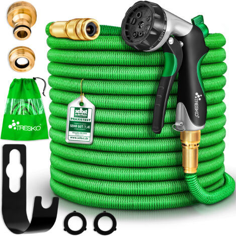 TRESKO® Premium Gartenschlauch Flexibler Wasserschlauch dehnbarer Flexischlauch Grün 22,5m