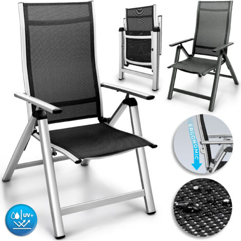 tillvex Gartenstuhl Premium 6 Stück Anthrazit klappbar aus Aluminium Hochlehner mit Armlehnen Klappstuhl verstellbar Klappsessel Balkon Garten Terrasse