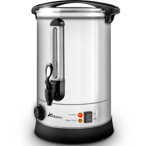 TRESKO® Glühweinkocher Silber 6,8L / 1500W Einkochautomat aus Edelstahl Glühweinkessel Glühweinautomat Heißgetränkeautomat Heißwasserspender