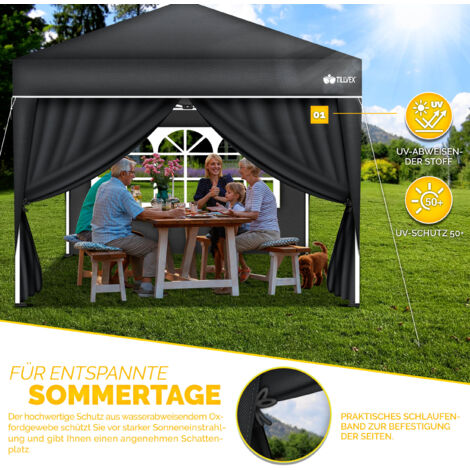 tillvex® 2X Seitenwand blau für Pavillon 3x3m & 3x6m Faltpavillon