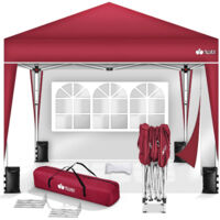 tillvex Pavillon 3x3m wasserdicht Rot - mit 2 Seitenteilen Pop-Up Faltpavillon höhenverstellbar Gartenzelt UV Schutz 50+ Partyzelt mit Tasche für Garten