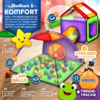 Super-Action-Tunnel Bällebad Spielzelt mit 150 bunten Bällen 