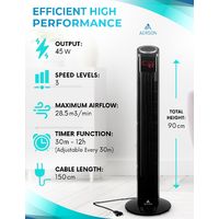 AERSON® Turmventilator 90 cm mit Fernbedienung Ventilator Standventilator leise Klimaanlage