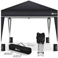 tillvex Pavillon 3x3m Schwarz wasserdicht Pop-Up Faltpavillon höhenverstellbar Gartenzelt UV Schutz 50+ Partyzelt mit Tasche für Garten