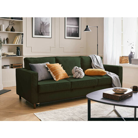 Lisa Design – Canapé convertible 3 places en velours côtelé – Dimensions couchage 124x193 cm – Structure bois massif – Assise mousse polyuréthane HD (1/5)