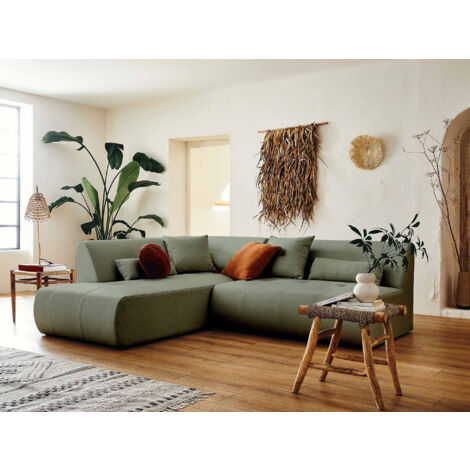 Lisa Design – Canapé d'angle modulable 5 places – Tissu 100% polyester – Dimensions L220xH75xP198 cm – Design moderne sans accoudoirs (1/5)