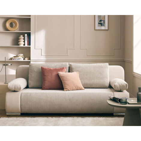 Bestmobilier – Canapé 3 places convertible avec coffre – Revêtement bi-matière velours et velours côtelé – Dimensions couchage 140x200 cm – Confort optimal
