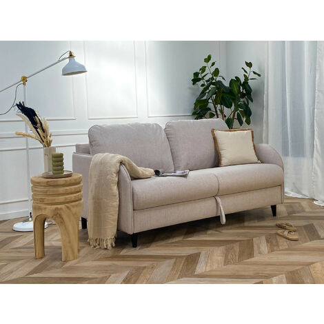Bestmobilier – Canapé convertible 3 places – Couchage quotidien 190x133 cm – Matelas 11 cm en mousse polyuréthane – Tissu 100 % polyester