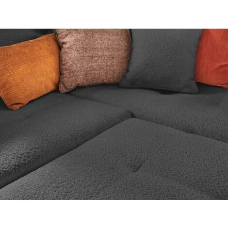 Rune - canapé d'angle droit - 4 places - en tissu bouclette - gris