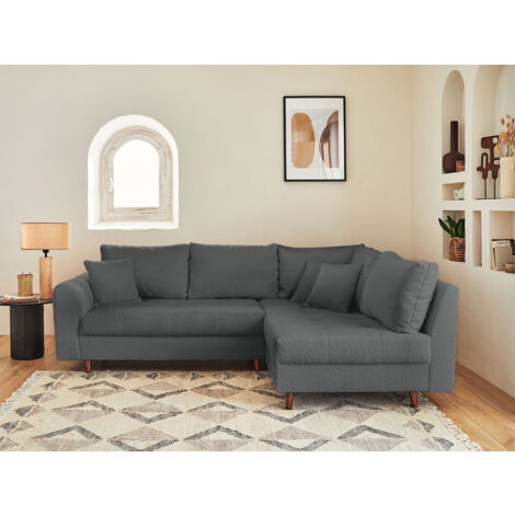Rune - canapé d'angle droit - 4 places - en tissu bouclette - gris