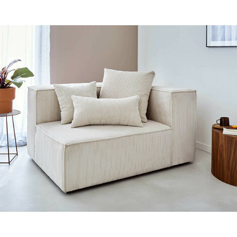 Colombine - module d'assise droit - en velours côtelé - beige (1/5)