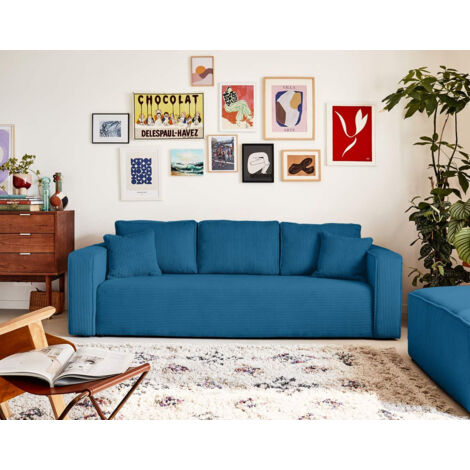 Bestmobilier – Canapé convertible 3 places avec coffre – Velours côtelé – Dossier rabattable – Couchage occasionnel – Style contemporain (1/5)