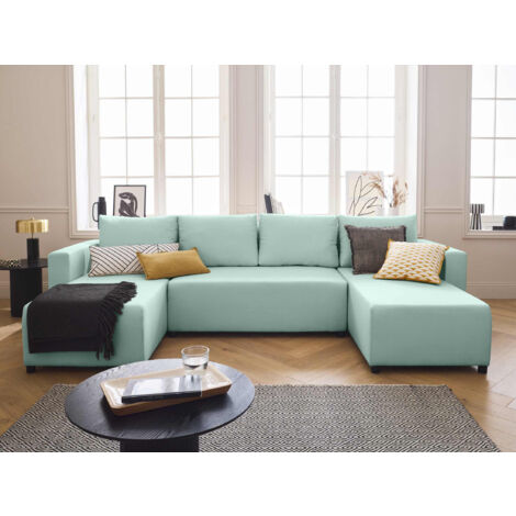 Regala - canapé panoramique - 7 places - convertible avec coffre - en tissu - bleu ciel