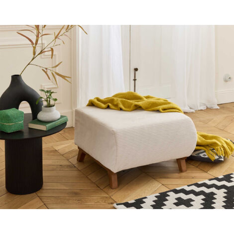 Cristal - pouf modulable - 65 cm - en velours côtelé - beige