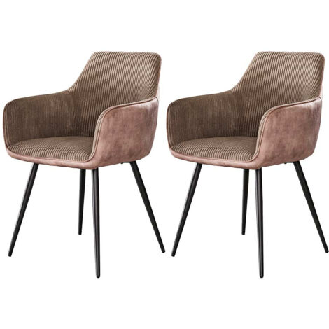 Lormi - lot de 2 fauteuils - en velours côtelé et velours - taupe (1/5)