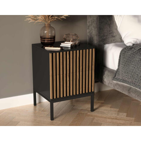 Savanna - table de chevet - effet bois et noir - 40 cm (1/5)
