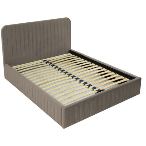 Stuart - lit coffre - 160x200 cm - sommier inclus - en velours - taupe (1/5)