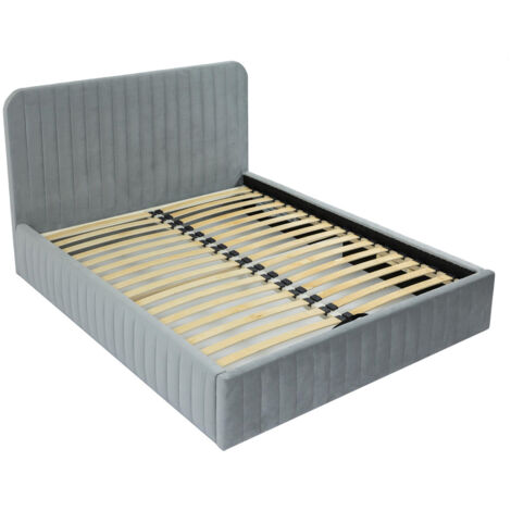 Stuart - lit coffre - 160x200 cm - sommier inclus - en velours - gris (1/5)