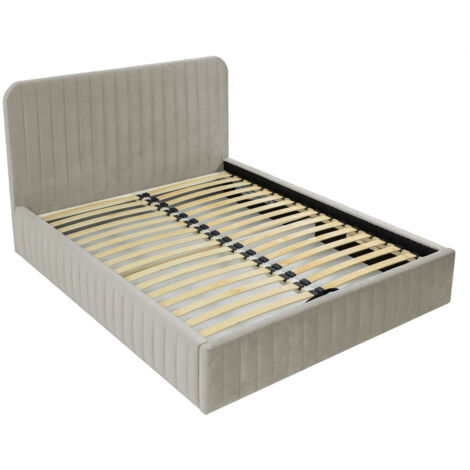 Stuart - lit coffre - 160x200 cm - sommier inclus - en velours - beige (1/5)