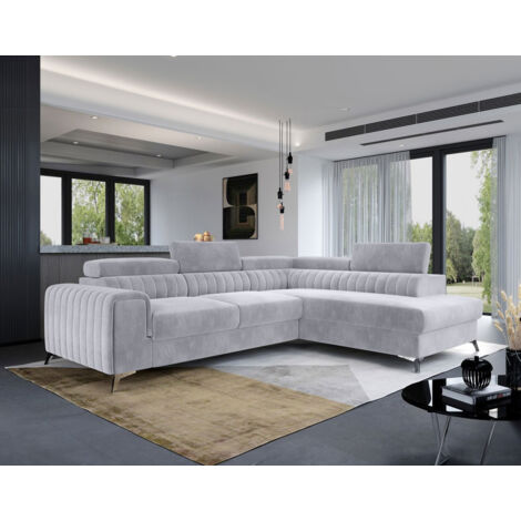 Bestmobilier – Canapé d'angle convertible 5 places – Coffre de rangement – Velours doux – Dimensions 278x205cm – Pour usage quotidien (1/5)