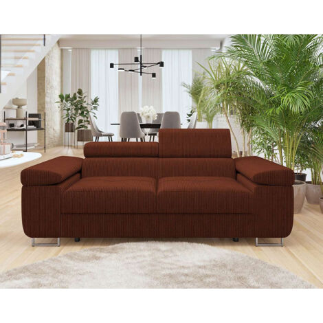 Bestmobilier – Canapé droit 2 places – Têtières réglables – Velours côtelé 100% polyester – Dimensions 198x102cm – Confort optimal pour salon (1/5)