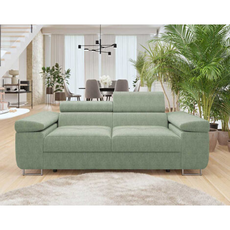 Bestmobilier – Canapé droit 2 places en velours côtelé – Têtières ajustables – Confort ergonomique – Style contemporain – Dimensions 198x102x90 cm (1/5)