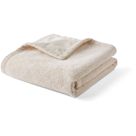 Paolo - plaid - 100x140 cm - en velours texturé et velours - beige (1/3)