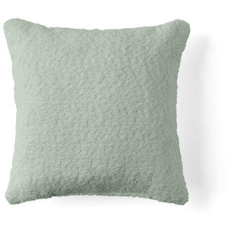 Rune - coussin - en tissu bouclette - 37x37 cm - vert sauge (1/4)