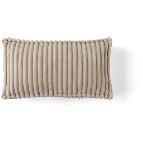 Lisa Design – Coussin en velours côtelé grosses côtes 32x57 cm – Beige – Finition passepoilée pour un style raffiné – Collection Stella