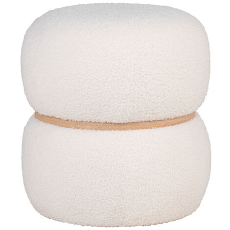 Sataya - pouf - en tissu bouclette - blanc (1/4)
