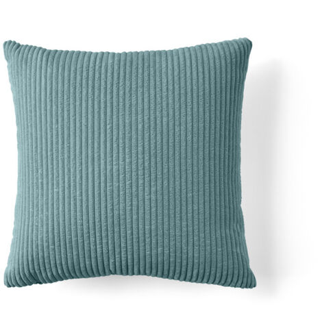 Selma - coussin - en velours côtelé - 50x50 cm - bleu (1/4)