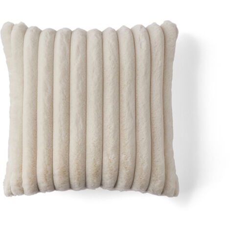 Laponie - coussin - en fausse fourrure côtelé - 40x40 cm - beige (1/3)