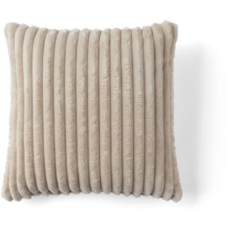 Garance - coussin - en velours côtelé grosses côtes - 40x40 cm - beige (1/4)