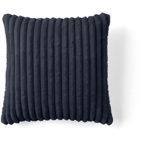 Garance - coussin - en velours côtelé grosses côtes - 40x40 cm - bleu (1/4)