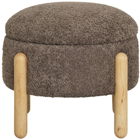 Rosie - pouf - en tissu bouclette - marron (1/4)
