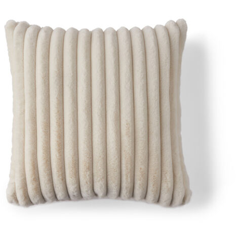 Sierra - coussin - en fausse fourrure côtelé - 50x50 cm - beige (1/4)