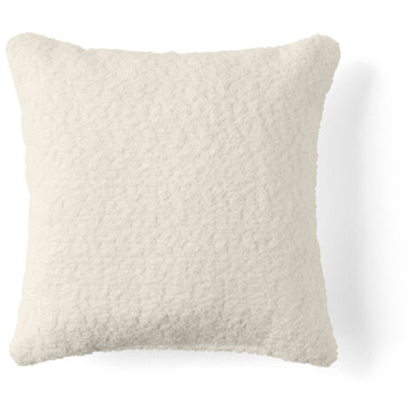 Rune - coussin - en tissu bouclette - 37x37 cm - beige (1/4)