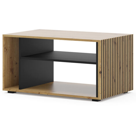 Table basse de 90 cm de long, noir brillant. Tables d