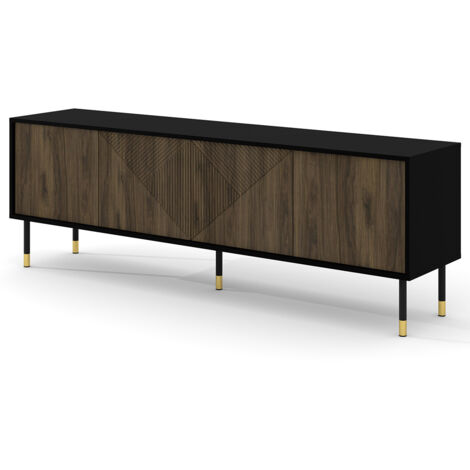 Kirua - meuble tv - 180 cm - noir / bois (1/5)