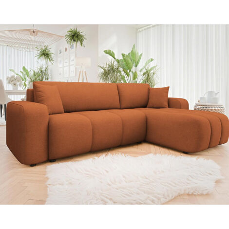 Bestmobilier – Canapé d'angle réversible 4 places convertible avec coffre en tissu – Dimensions couchage 200x125cm – Style contemporain – Tissu imperméable
