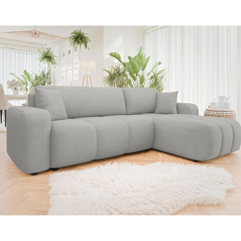 Bestmobilier – Canapé d'angle réversible 4 places convertible – Couchage 200x125 cm – Coffre de rangement intégré – Tissu 100% polyester