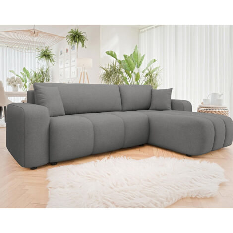 Bestmobilier – Canapé d'angle réversible 4 places convertible – Couchage 200x125 cm – Coffre de rangement 128x61x22 cm – Tissu imperméable